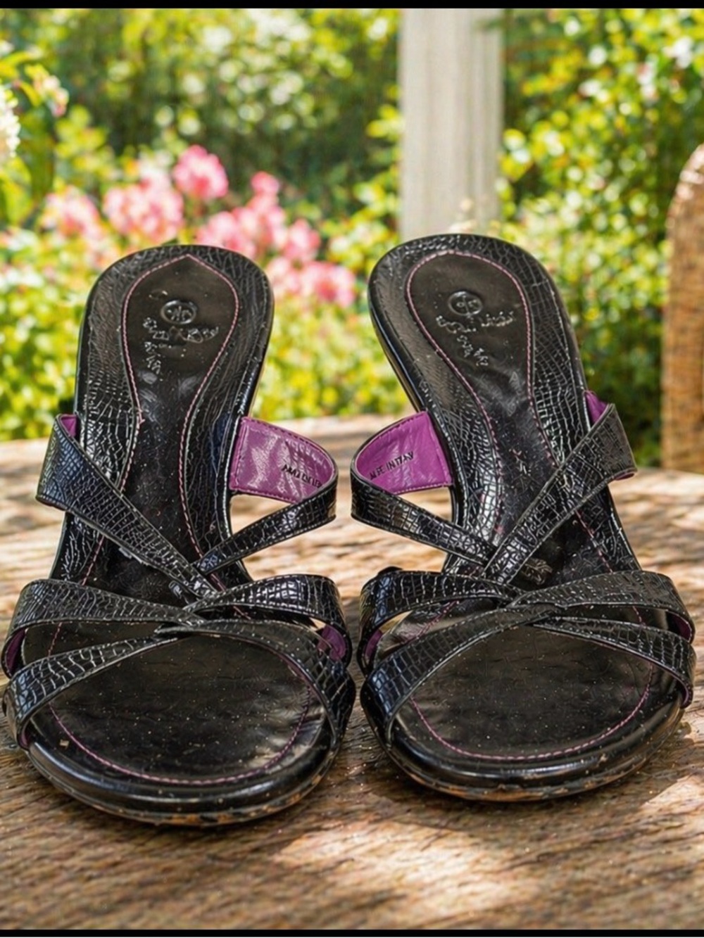 Cole Haan Black Textured Strappy Mules size 8.5 B